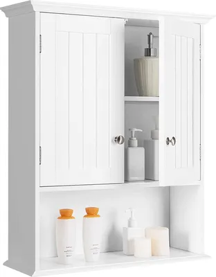 Produktbild von GOPLUS Wandschrank mit 2 Türen, Badschrank mit Verstellbarem Regal & Offenem Fach, Moderner Küchenschrank, Multifunktionaler Hängeschrank für Badezimmer, Küche & Schlafzimmer