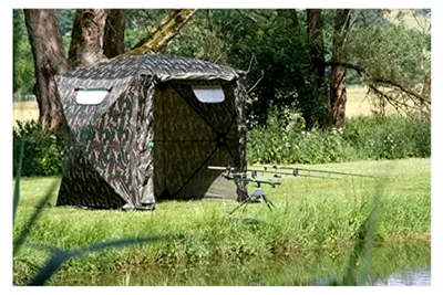 Produktbild von Angelzelt für 2 Personen, Karpfenzelt, Wetterschutzzelt ohne Boden, Camouflage, in 30 Sekunden allein auf- und abgebaut, vom deutschen Hersteller mit über 10 Jahren Erfahrung