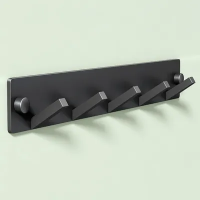 Produktbild von Mai & Mai Kleiderhaken Wandgarderobe Wandhaken aus Edelstahl mit 5 Haken Garderobenleiste Garderobenhaken 30cm Matt schwarz Stalo-05