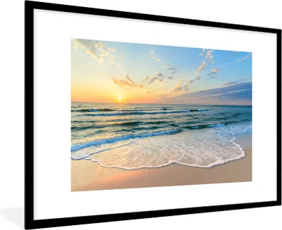 Produktbild von MuchoWow® MuchoWow® Gerahmtes Poster Strand - Meer - Sonnenuntergang - Golf 90x60 cm - Poster mit zchwarzem Bilderrahmen - Wanddekoration - Fotos