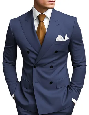 Immagine prodotto di HANBANGWEI: Completo da uomo a due bottoni, taglio slim fit, giacca a due file di bottoni