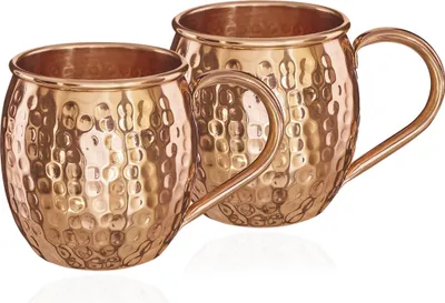 Produktbild von 2x Kupferbecher reines Kupfer 100% Ayuverda Kupfertasse Oval Moscow Mule 500ml