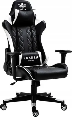 Produktbild von Kraken Chairs Helios Bürostuhl Ergonomisch, Schreibtischstuhl, Drehstuhl, Gaming Sessel, Gamingstuhl, bis zu 130 kg, Schwarz/Weiß