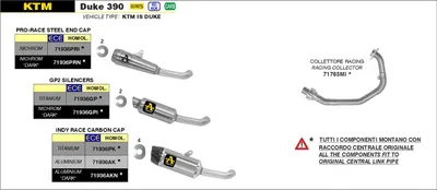 Image de ARROW pot d'échappement PRO RACE pour KTM 125 Duke et KTM 390 Duke à partir de l'année modèle 2021-