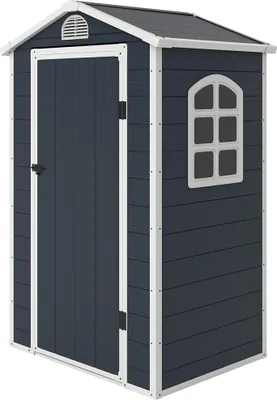 Produktbild von Outsunny Gerätehaus Gartenhaus mit Fenster Pultdach Outdoor Metall Grau