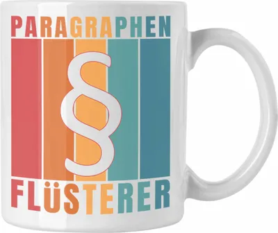 Produktbild von Trendation - Jura Tasse Geschenk Spruch Jurist Geschenkidee Anwalt Jura-Studium Lustige Sprüche Paragraphen Flüsterer (Weiß)