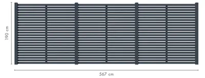 Productafbeelding van Karibu Lamellen schutting, privacy schutting, tuinschutting, antraciet, 3 elementen, afmetingen 567 x 186 cm, complete set