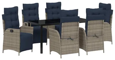 Immagine prodotto di Set da Pranzo per Giardino 7 pcs Grigio e Nero Rattan