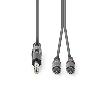 Produktbild von Nedis Stereo-Audiokabel - 6.35 mm Stecker - 2x RCA Stecker - Vernickelt - 1.50 m - Rund - Dunkelgrau - Kartonhülle