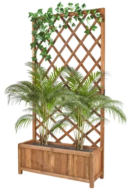Immagine prodotto di Dorothy - Fioriera in legno di cedro impregnato con spalliera H180 cm - ebony