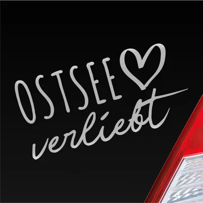 Produktbild von Auto Aufkleber Ostsee verliebt Herz See Osten East Liebe Car 19x10 cm Silber Sticker Heckscheibenaufkleber