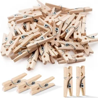 Imagen del producto de Go Go Gadget – Mini pinzas para la ropa – Clips para fotos – Manualidades – 4,5 cm – 1 juego con 48 unidades – Color madera