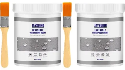 Zdjęcie produktu dla Przezroczysty uszczelniacz – wodoodporny – 2 x 300 g – z pędzlem – niewidoczny – zapobiega przeciekom – do łazienek, kuchni, dachów i płytek