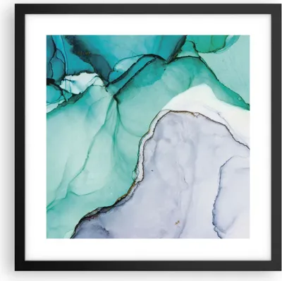 Produktbild von Gerahmtes Poster - Schwarzer Rahmen - Abstraktion Marmor Türkis - 40x40 cm - Wand Bild - Wanddeko - Wandbilder - Kunstposter - Wandposter - Bilderrahmen - Bilder - Kunstdruck - P2BAC40x40-4553