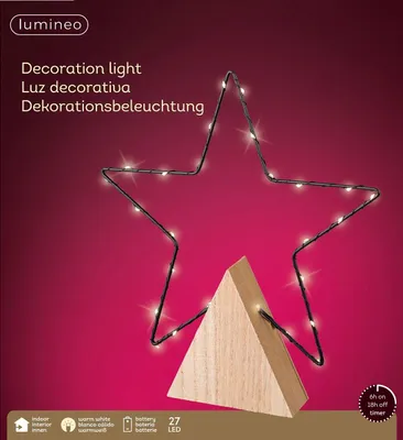 Produktbild von Lumineo LED Stern-Beleuchtung 27 LED, warm weiß, batteriebetrieben