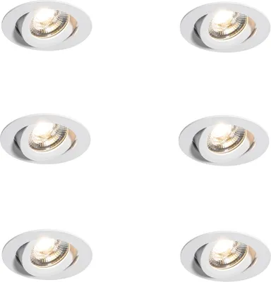 Zdjęcie produktu dla QAZQA - Nowoczesny zestaw 6 nowoczesnych wbudowanych reflektorów punktowych, biały, 8,2 cm, z diodami LED IP54, ultracienki - Pupil I Salon I Sypialnia - Aluminiowy okrągły - I (niewymienne) diody LED