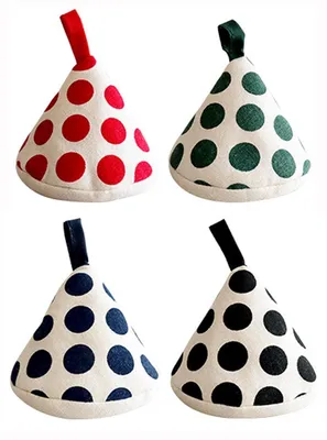 Immagine prodotto di Supporti per maniglie di coperchi, in cotone, set da 4, fantasia a pois, colorati, isolanti termici