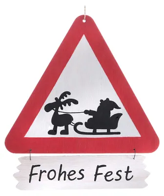 Produktbild von Deko Verkehrsschild - Achtung Weihnachtsmann kreuzt - zum hängen ca. 28 cm