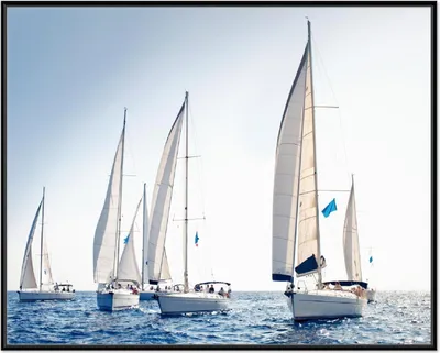 Produktbild von Wallario Wandbild Segelschiff auf dem Meer, Größe: 40,30 x 50,30 cm, Poster mit schwarzem Aluminiumrahmen