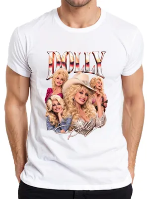 Obrázok produktu pre Dolly Parton, legendárna country speváčka, westernová cowgirl, pánske tričko, biela farba, veľkosť S