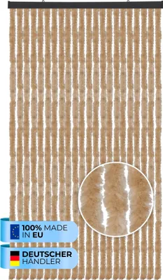 Produktbild von Flauschvorhang (100x220 cm) Türvorhang "Beige" als Insektenschutz für Balkon, Terrasse oder Wohnmobil, Wohnwagen, Pavillon