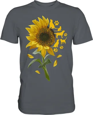 Produktbild von Katzen Hunde Sonnenblumen Shirt Gärtner Tiere Garten Motiv – Dark Grey / L
