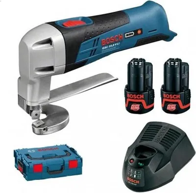 Image de Cisaille à tôle GSC 12V-13 - BOSCH - avec 2 batteries 12V 2.0Ah - chargeur - L-Boxx - 0601926108
