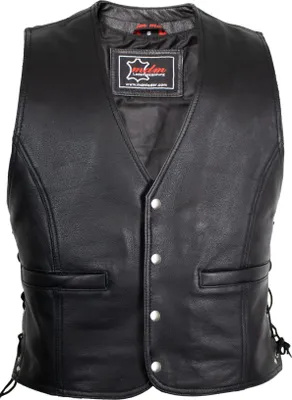Produktbild von Herren Druckknopf Biker Lederweste in Schwarz Größe 3XL