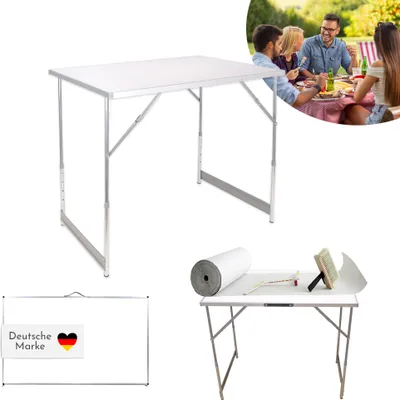 Produktbild von Tapeziertisch klappbar weiß, Arbeitstisch 3-teilig, Mehrzwecktisch höhenverstellbar