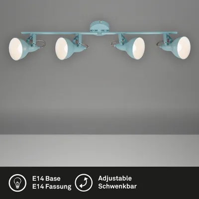 Zdjęcie produktu dla Lampa sufitowa obrotowa retro 4xE14 40W miętowo-biały metal Briloner