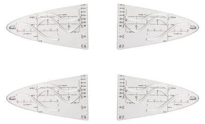 Parabelschablonen-Set 4-tlg. gebogenes Lineal transparent