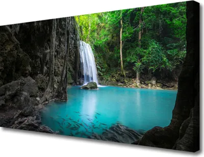 Produktbild von Tulup Leinwand-Bilder 100x50 Wandbild Canvas Kunstdruck See Wasserfall Natur