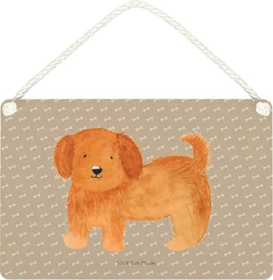 Produktbild von Mr. & Mrs. Panda Schild Hund Flauschig DIN A4 - Hundeglück - Geschenk, Hundeliebe, Holzschild, Niedlich, wandtafel, Türschild, Hunde, Wandbild Holz, Sprüche, holzbild