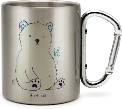Produktbild von Mr. & Mrs. Panda Teetasse Eisbär Faul - Transparent - Geschenk, Nordpol, thermotasse, Metallbecher, Isolierbecher, Homeoffice, Teddy, Arbeit, Arbeitsplatz, Thermobecher