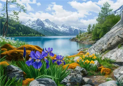 Produktbild von Fototapete Landschaft Berge - Tapete Wohnzimmer - 350x250 cm - inklusive kleister - Vlies Tapete - Vliestapete Wohnzimmer Schlafzimmer Küche Modern Wandtapete