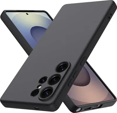 A black phone case is shown diagonally against a white background, with another phone partially visible underneath.