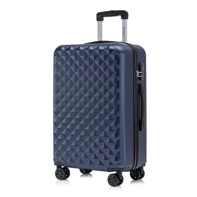 Produktbild von Koffer Trolley Reisekoffer Suitcase, Rollkoffer Handgepäck ,mit 4 Rollen360°, Hartschalenreisekoffer, Zahlenschloss, Weicher Gummigriff (L,Dunkelblau)