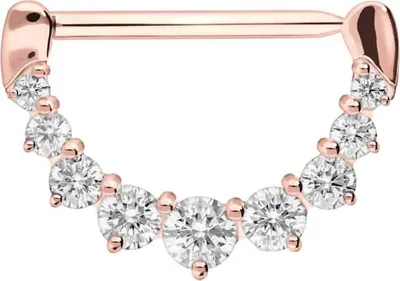 Produktbild von Brustwarzenpiercing, Chirurgenstahl Nippelpiercing Clicker 9 KRISTALLE RoséGold Stablänge: 16mm