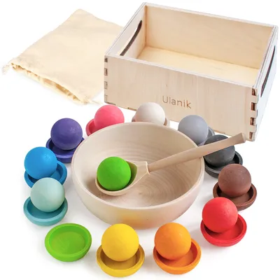Produktbild von Montessori Holzspielzeug "Kugeln auf Tellern"