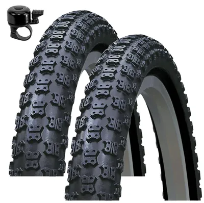 Obrázek produktu pro 2x pláště Kenda K-50 pro kolo, rozměr 20 x 2,125 (57-406), barva černá, včetně zvonku na kolo