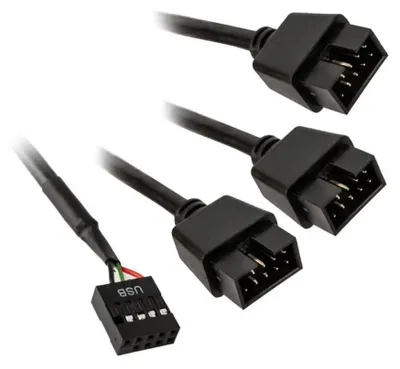 Produktbild von Lian Li PW-U2HB, USB Typ-A, 3 x IDC (9 pin), Hauptplatine, Schwarz, 1 Stück(e)