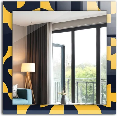 Produktbild von Dekospiegel - Wandspiegel mit Rahmen - Hängespiegel - 60x60 cm - Abstraktes Geometrisches Muster