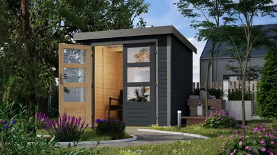 Produktbild von Karibu Gartenhaus Hybridhaus Metall Jupiter 2 anthrazit 209x213x208,5 cm