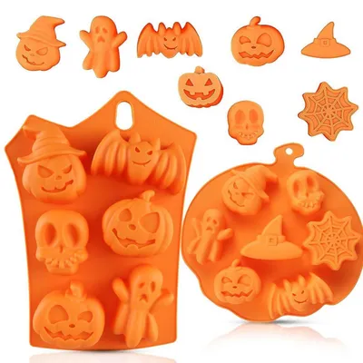 Obrázok produktu pre Sada dvoch silikónových formičiek na pečenie s motívmi na Halloween, vhodné do umývačky riadu