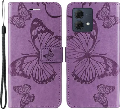 Produktbild von Motorola Moto G84 Hülle - Coverup Schmetterlinge Klapphülle - Lila
