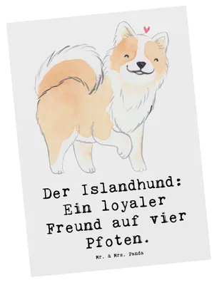 Produktbild von Mr. & Mrs. Panda Postkarte Treuer Islandhund - Weiß - Geschenk, Familienhunde, Hunderassen Vielfalt, Eigenschaften, Wachhunde, einzelkarte, Ansichtskarte, Hunderasse