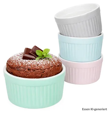 Zdjęcie produktu dla Zestaw 4 porcelanowych foremek do sufletów Emilia 125 ml, 4 kolory, naczynie do zapiekanek