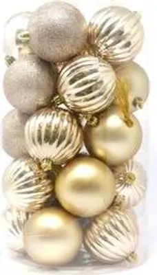 Produktbild von B&S 25 Weihnachtskugeln | Champagner | Ø 8 cm | mit verschiedenen Oberflächen
