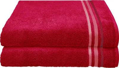 Produktbild von Schiesser Frottier Duschtuch Skyline Color im 2er Set | 100% Baumwolle aus nachhaltiger Produktion | saugstark, weich, farbecht | 70x140cm | Rot