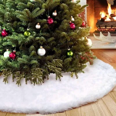 Productafbeelding van Kerstboomrok wit - Kerstboomdeken - Ø 90 cm - Kerstboomvoet